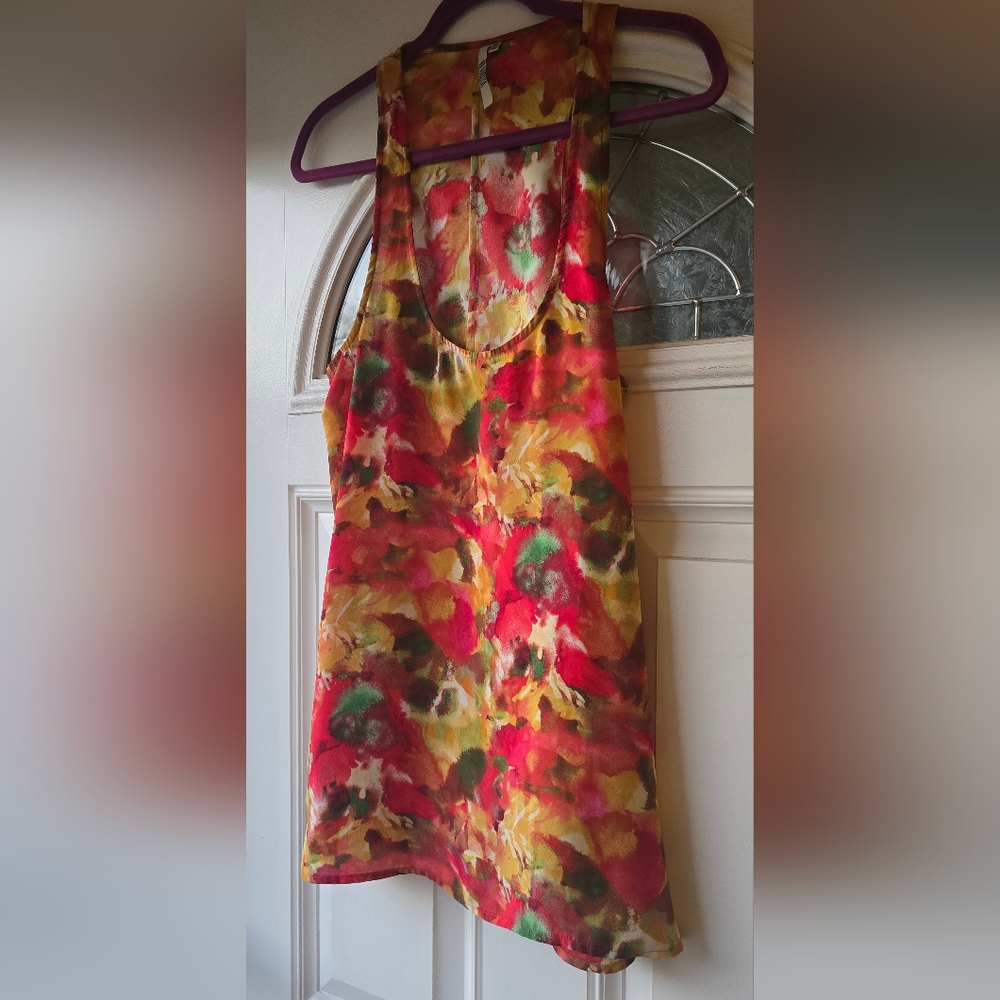 BB Dakota Watercolor Abstract Floral Romantic Tank Top - Multi-Color - Size M
